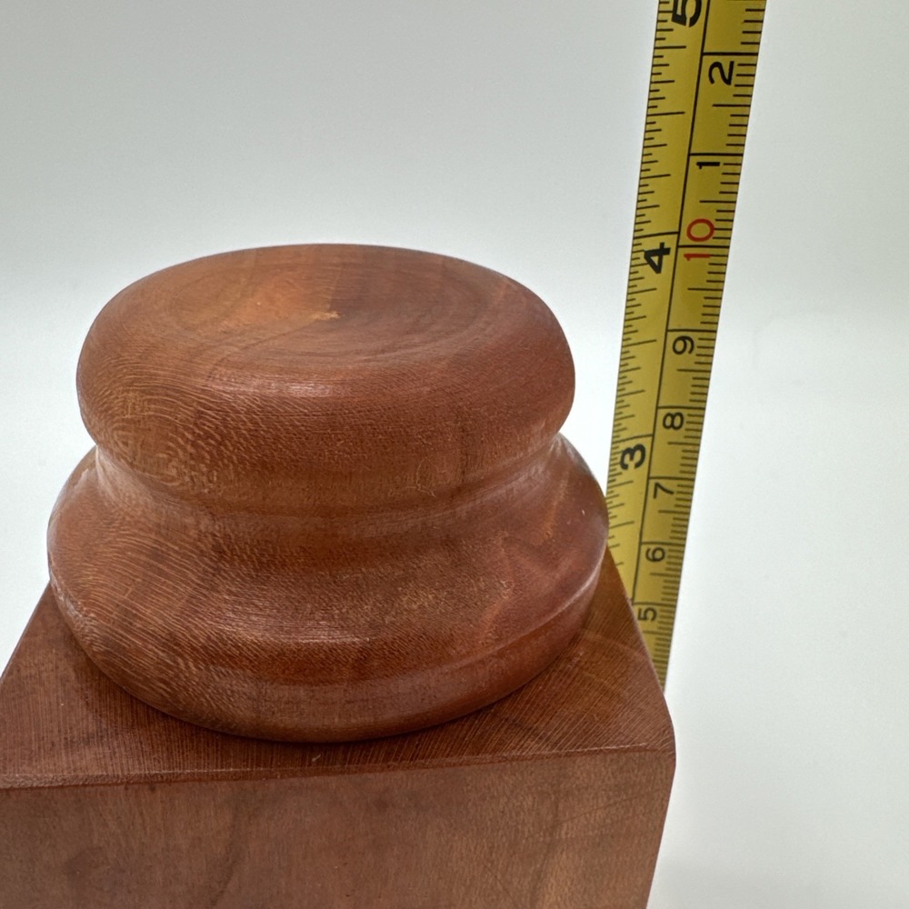 Vintage Turned Teak Wood Tobacco Jar Canister Apothecary Storage Box w/ Lid 4" - Picture 12 of 12